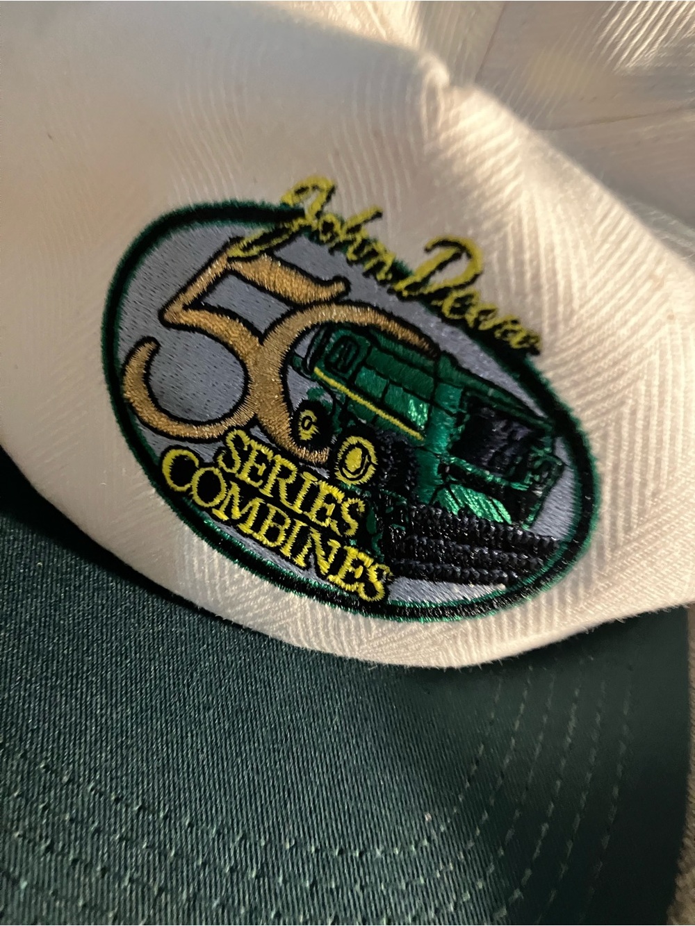JOHN DEERE 50 SERIES COMBINES hat vintage beige snapback cap K-Products *NEW*
